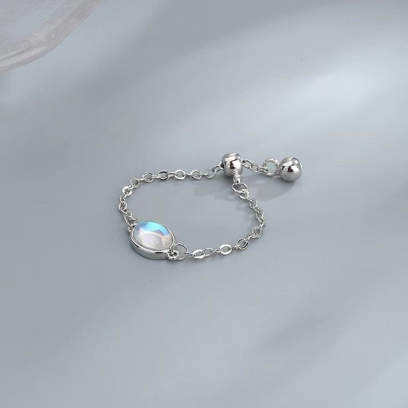 Moonstone Niche Design Female Pull Forefinger Rings