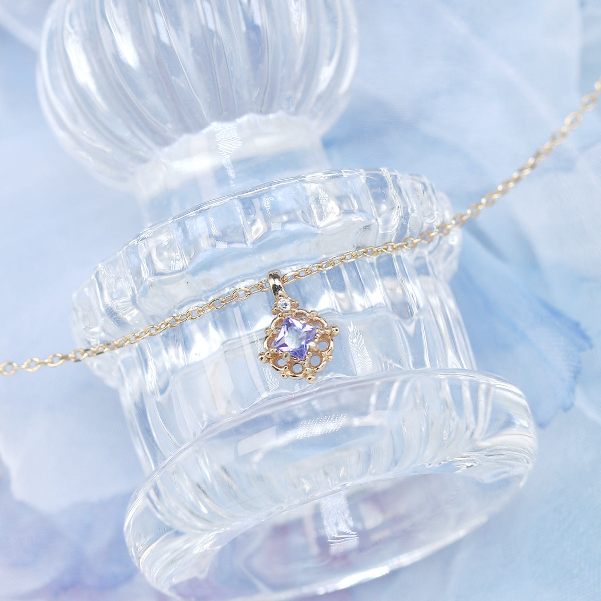 Style Simple Vintage Square Natural Tanzanite Ear Sterling Jewelry Set