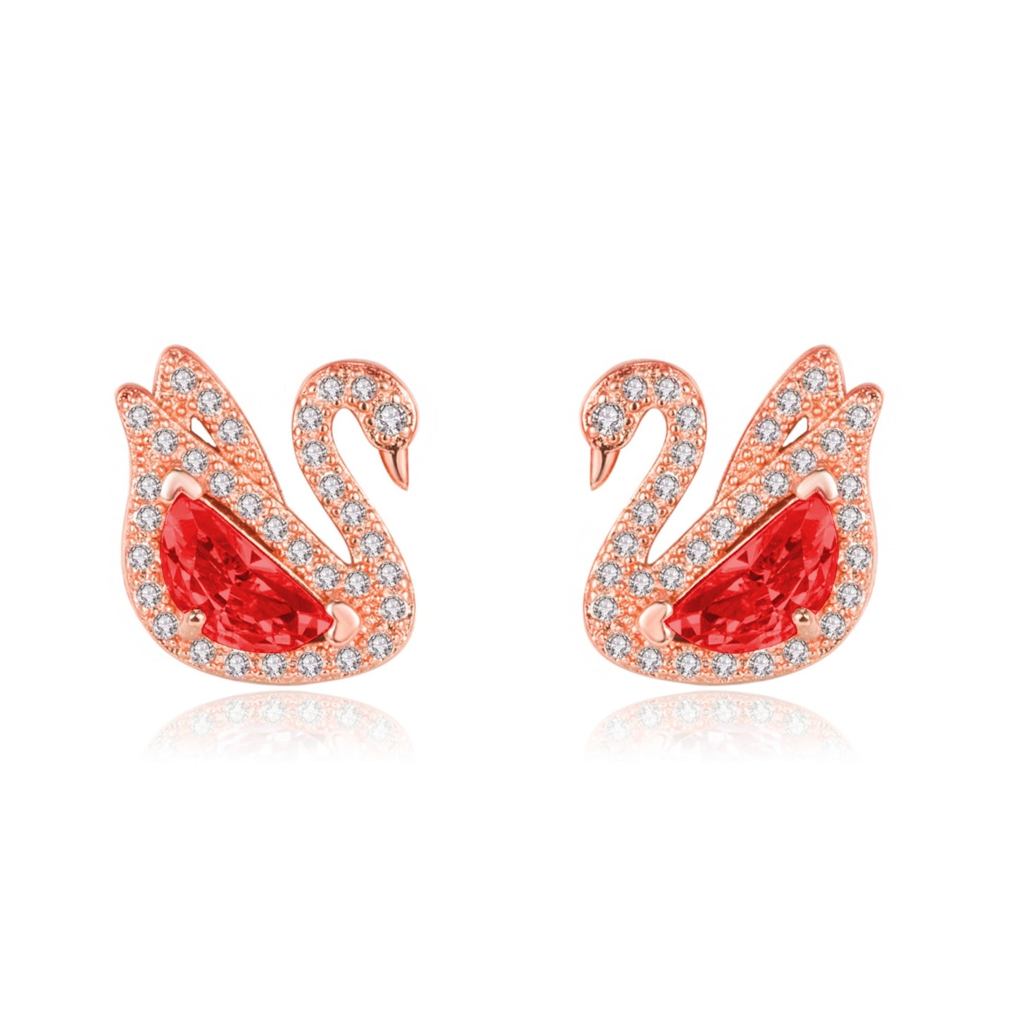 Trendy Creative White Swan Zircon Colorful Crystals Pave Ear Full Jewelry Set