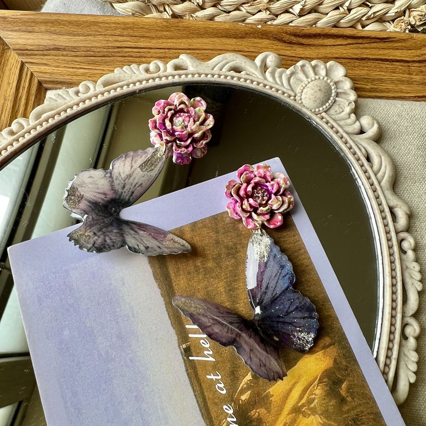 Butterfly Vintage Travel Purple Gradient Dreamy Temperament Vacation Style Ear Earrings