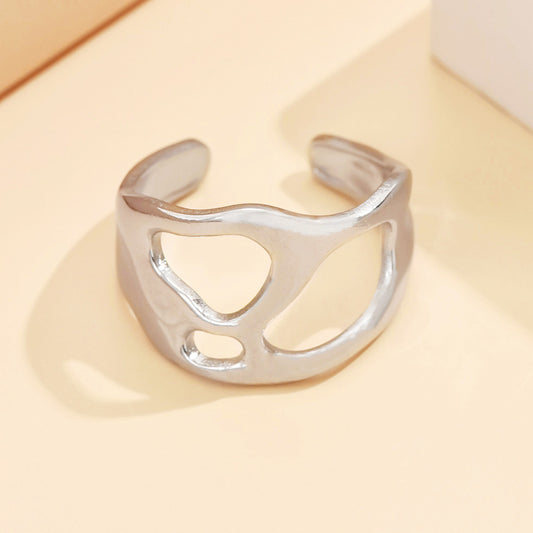 Baroque Irregular Liquid Design Stainless Steel Rings