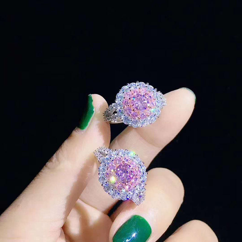 Pink Crystal Retro Exquisite Zircon Design Jewelry Set