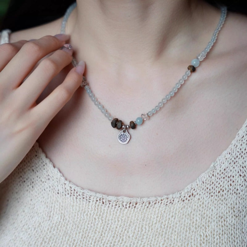 Women's Aquamarine Good Luck Can Be Used Necklaces