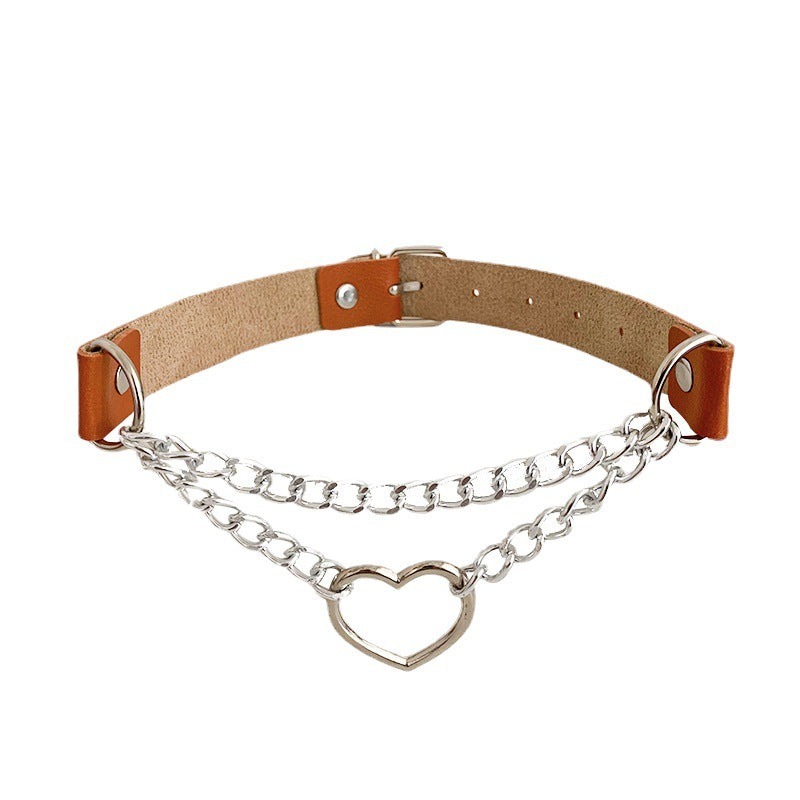 Heart Choker Leather Shaped Chain Clavicle Pendants