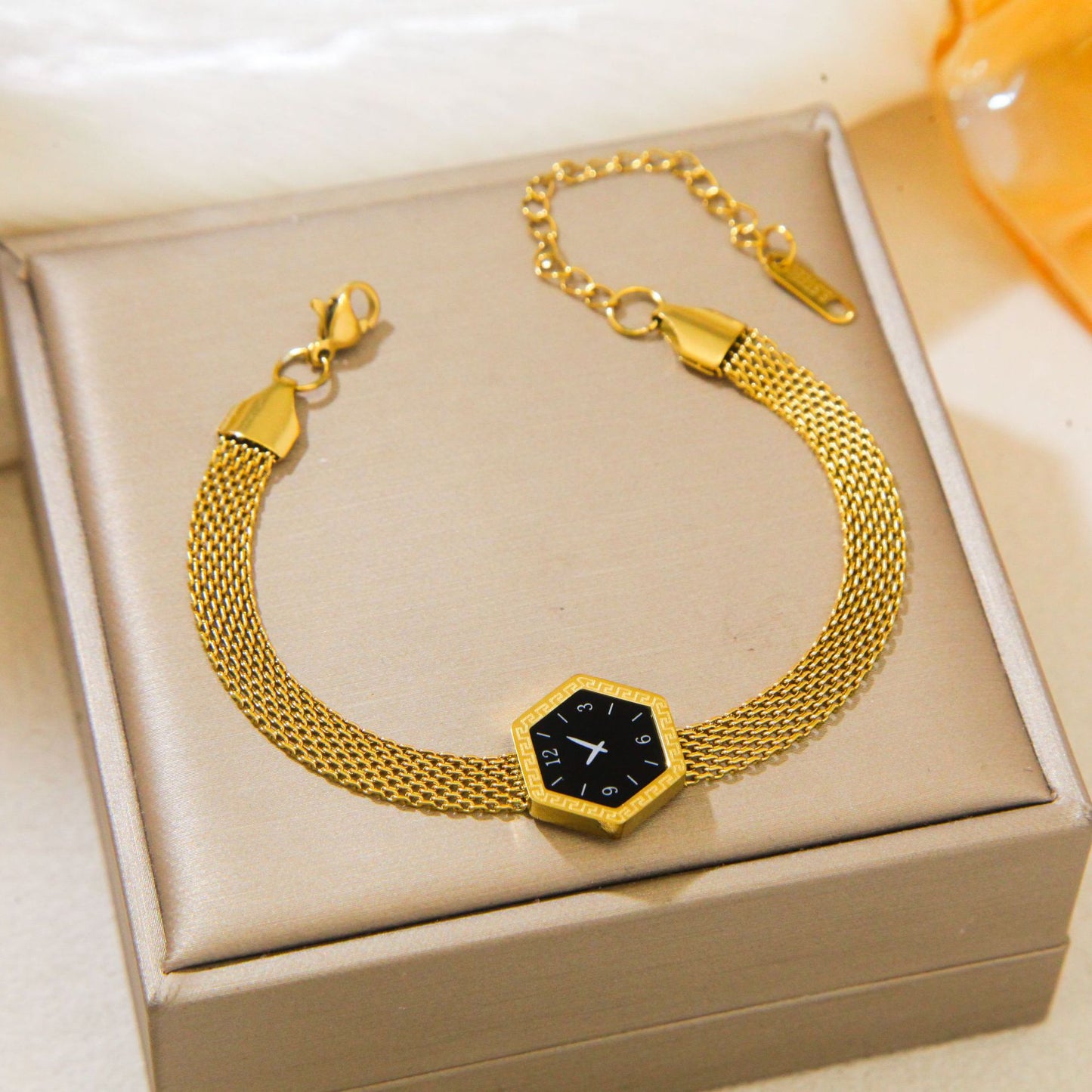 Dial Full Body Titanium Steel Real Gold Plating Light Luxury Bracelets