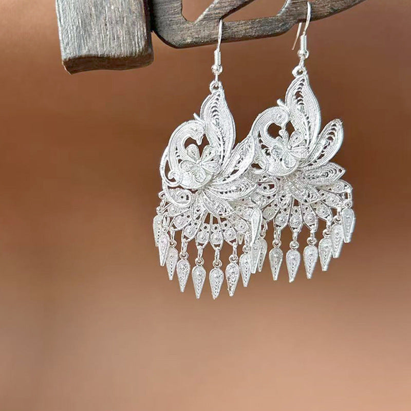 Ethnic Style Peacock Retro Ear Hook Earrings