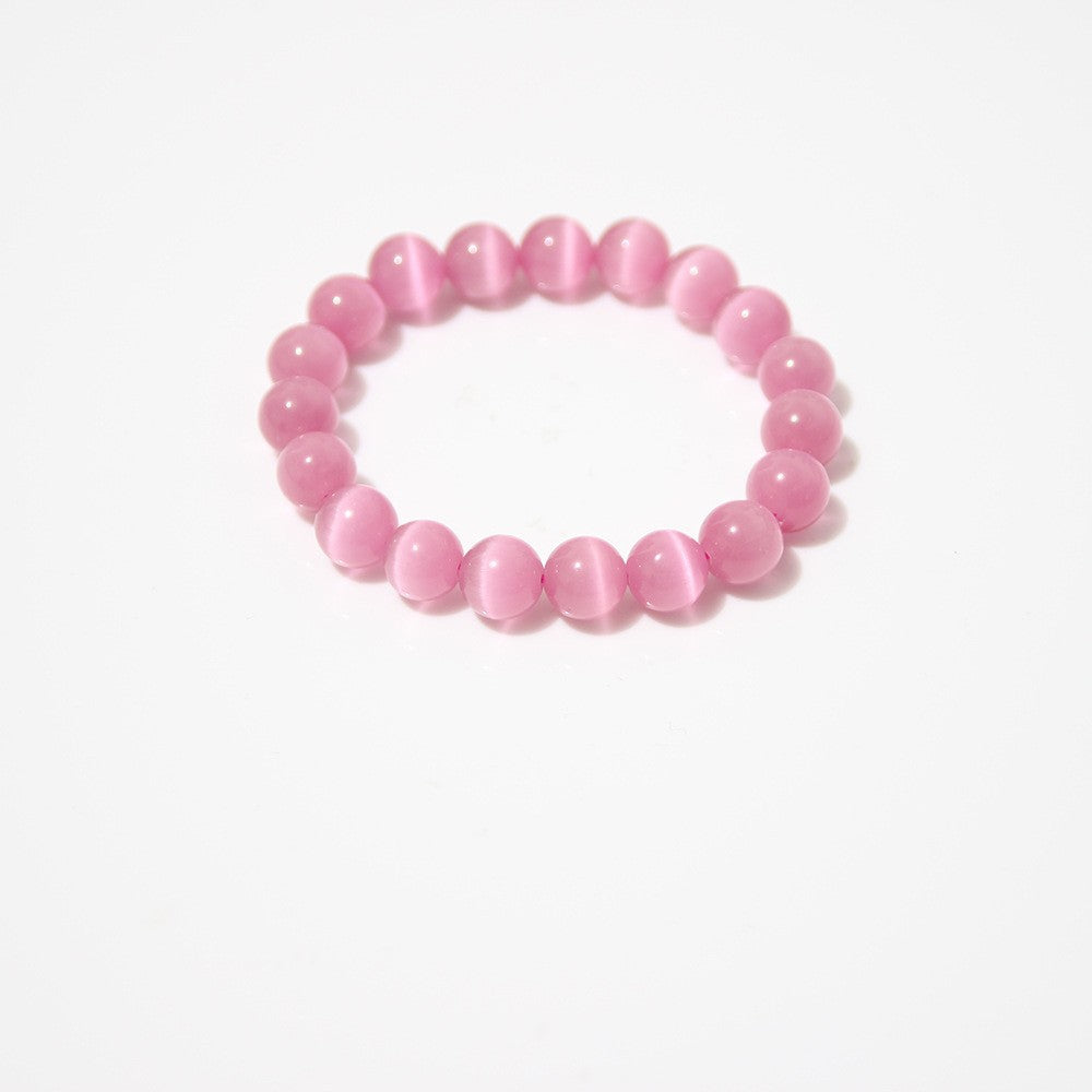Women's Natural Pink Crystal Agate Tiger Eye Bracelet
