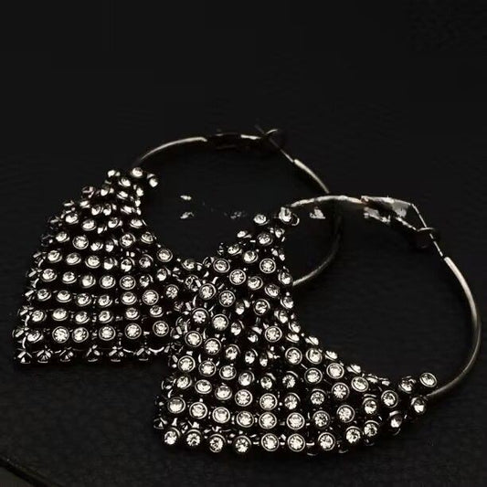 To Version Exaggerated Design Sparkling Full Rhinestone Earrings