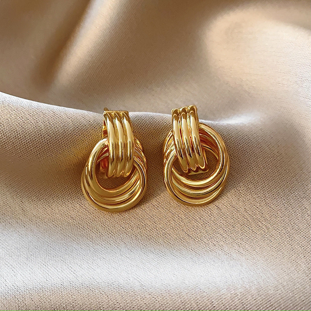 Exaggerated Geometry Metal Winding Twist Vintage Earrings