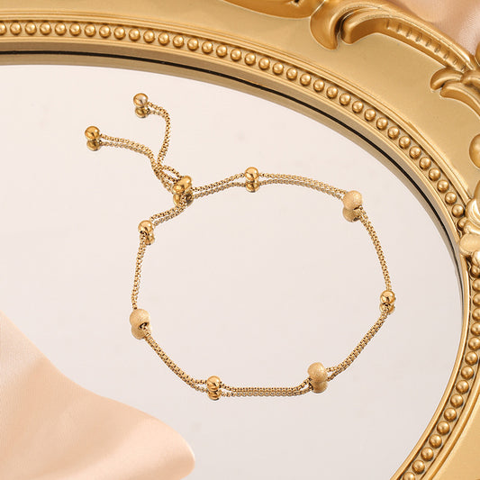Titanium Steel Female Frosted Golden Balls Ball Simple Bracelets