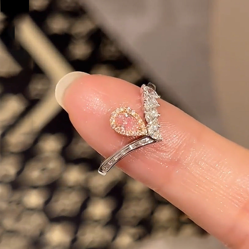 Light Luxury Super Flash Pink Diamond Rings