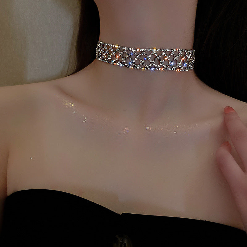 Women's Sexy Rhinestones Clavicle Chain Neck Short Collar
