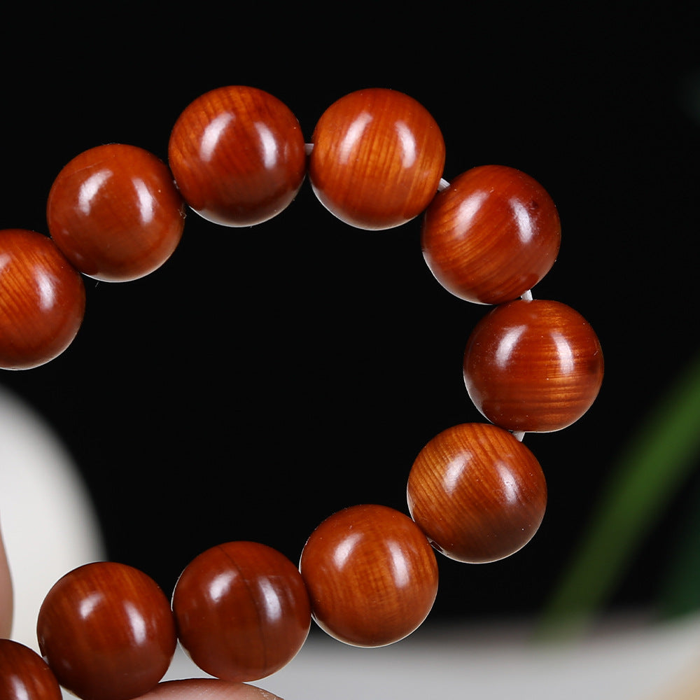 Women's & Men's Old Materials Thuja Red Oil Single Circle Buddha Beads Bracelets