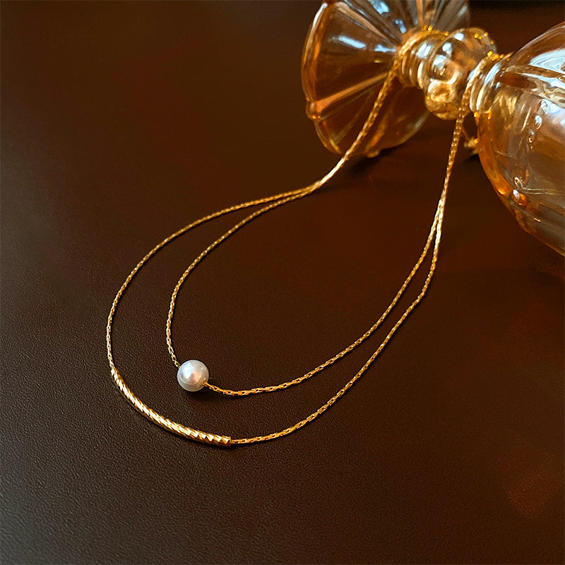Women's Pearl Metal Clavicle Chain Simple Light Luxury Necklace