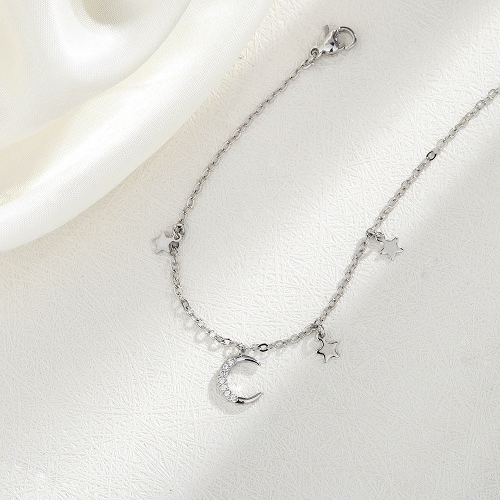 Gu Curved Crescent Girlfriends Korean Style Sweet Niche Shiny Diamond Bracelet