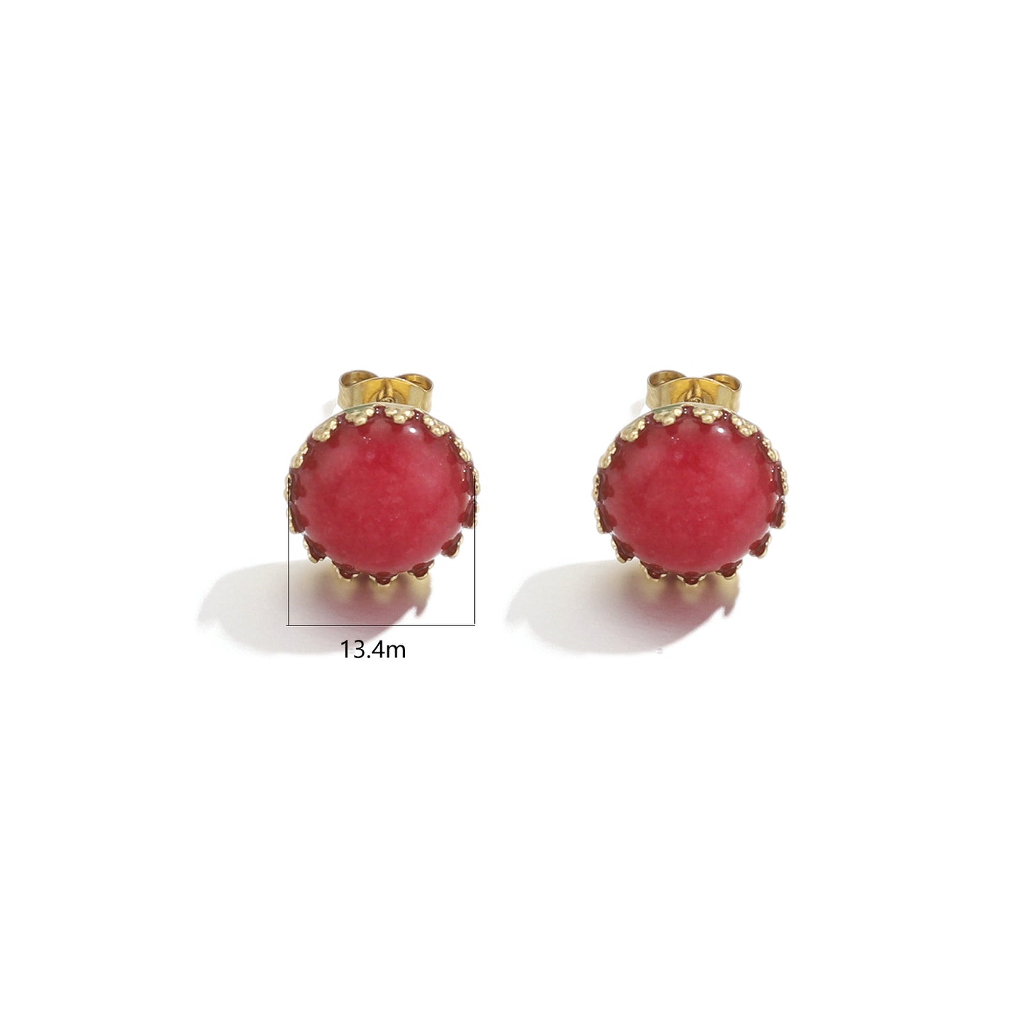 Stainless Steel Natural Stone Titanium Ear Tigereye Earrings