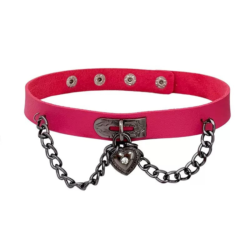 Punk Leather Couple Love Dark Gothic Clavicle Necklaces