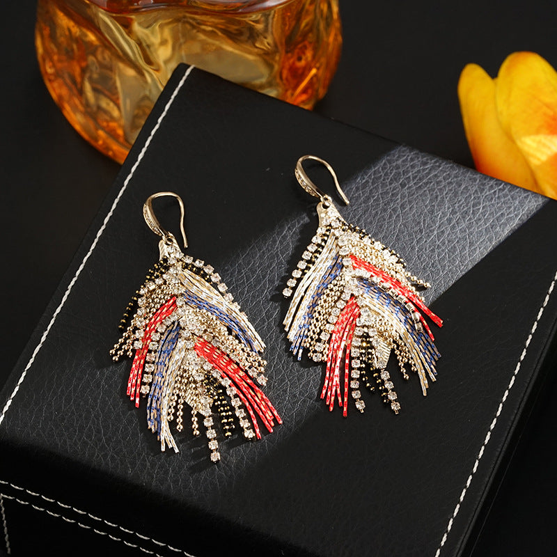 Style Colorful Bohemian Ethnic Elegant High-grade Tassel Tide Earrings