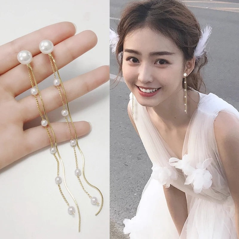 High Sense Long Fringe French Romantic Aura Ear Line One Earrings
