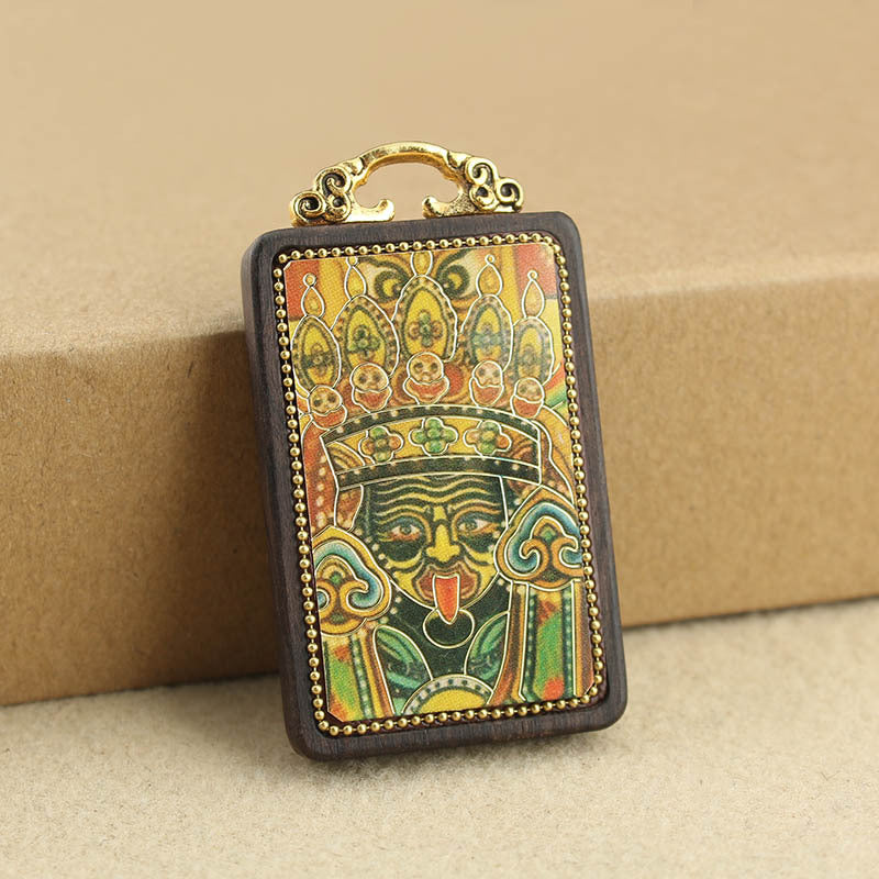 Handmade Blackwood Yellow God Of Wealth Necklaces