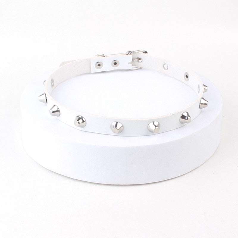 Women's Style Leather High Profile Retro Personality Collar