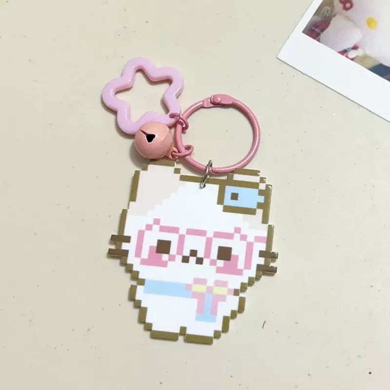 Pixel Cartoon Key Button Schoolbag Cute Acrylic Hang Decorations Hanging Ornaments