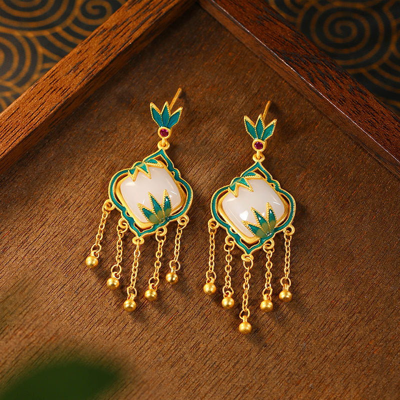 Ale Yuan National Fashion Retro Enamel Niche Festival High Bamboo Jewelry Set
