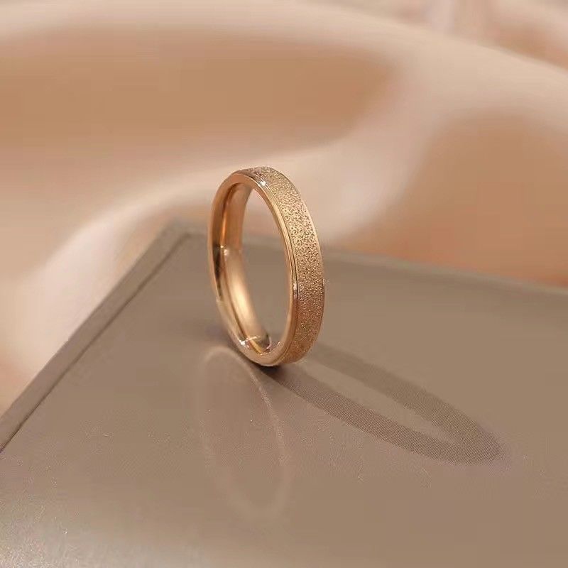 Female Frosted Minimalist Sweet Light Luxury Gold Rings