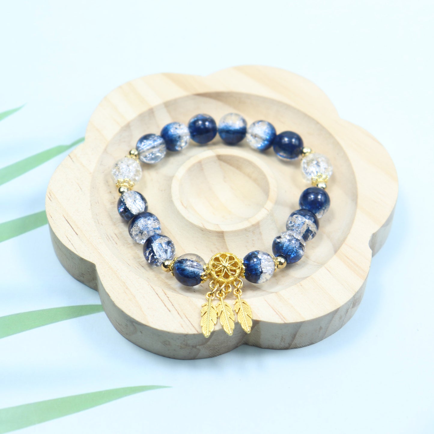 Gold Beaded Feather Glass Chipping Beads Bead Night Market Bracelets
