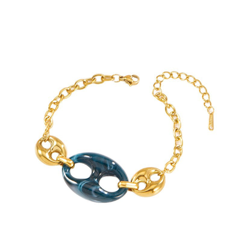 Gold Color Resin Buckle Light Luxury Jewelry Set