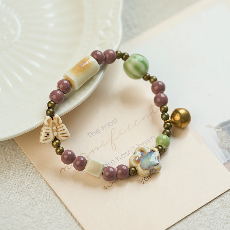 Female Summer Style Porcelain Rose Beads Bracelets