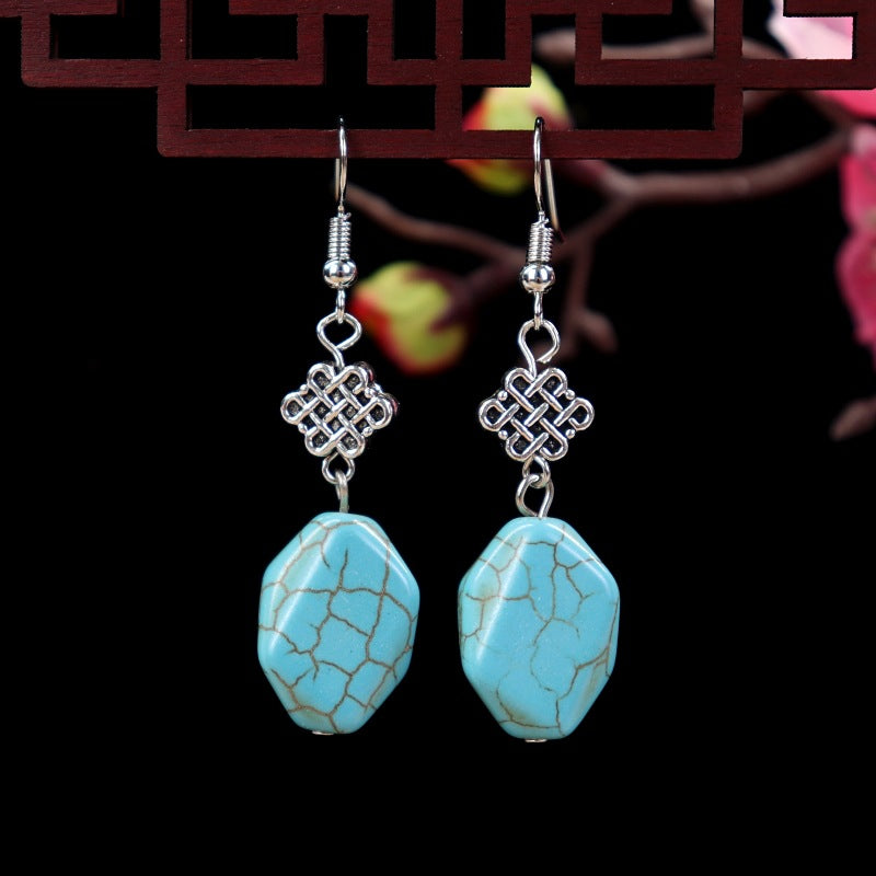 Women's Turquoise Elegant Simple Flower Water Drop Earrings