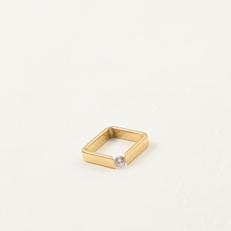 Square Clip Stone Titanium Steel Gold Plated Bracelet