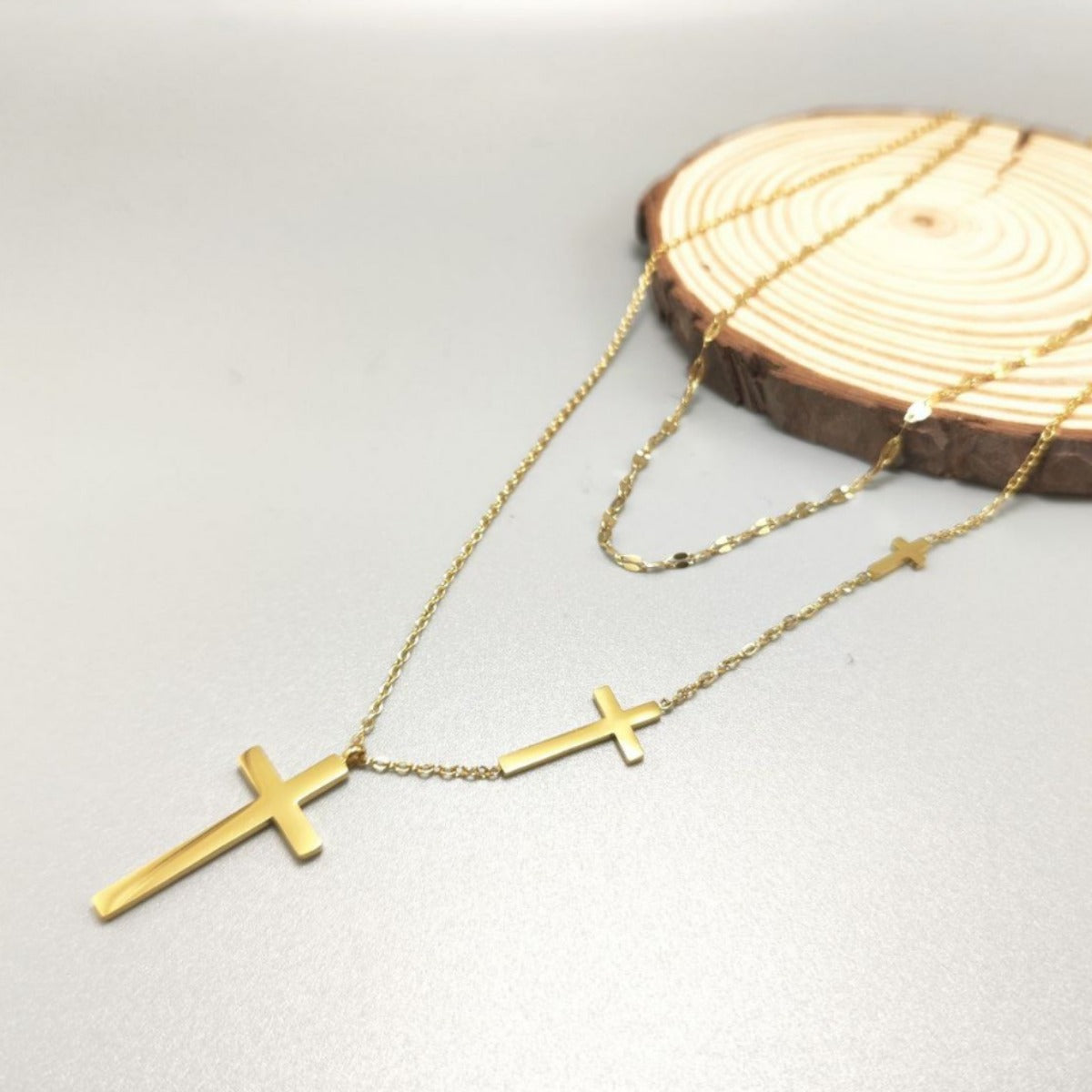 Fashion Simple Cross Titanium Steel No Fading Gold Style Female Necklace