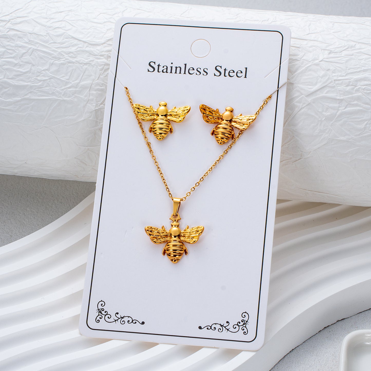 Fashion Personality Stainless Steel Light Luxury Jewelry Set