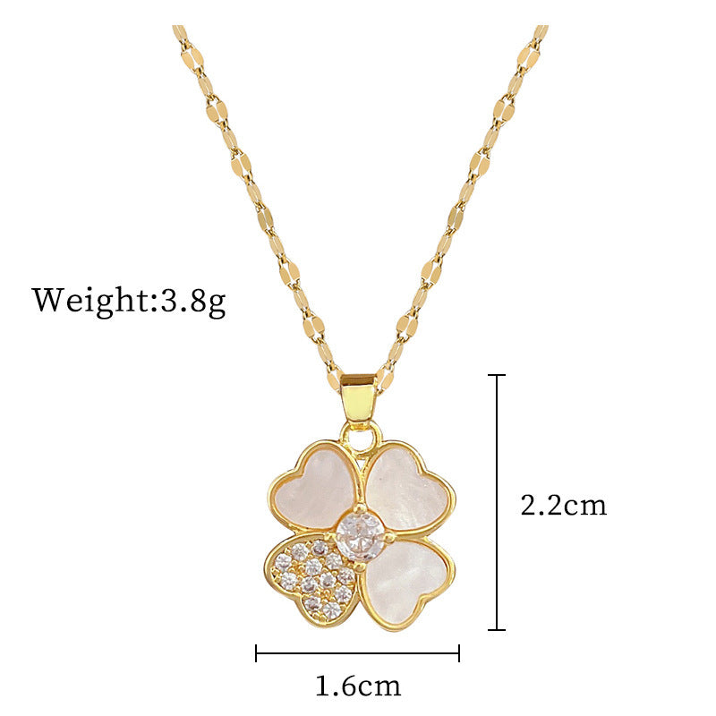 Steel Lucky Female Copper Micro Inlay Real Gold Plating Necklaces