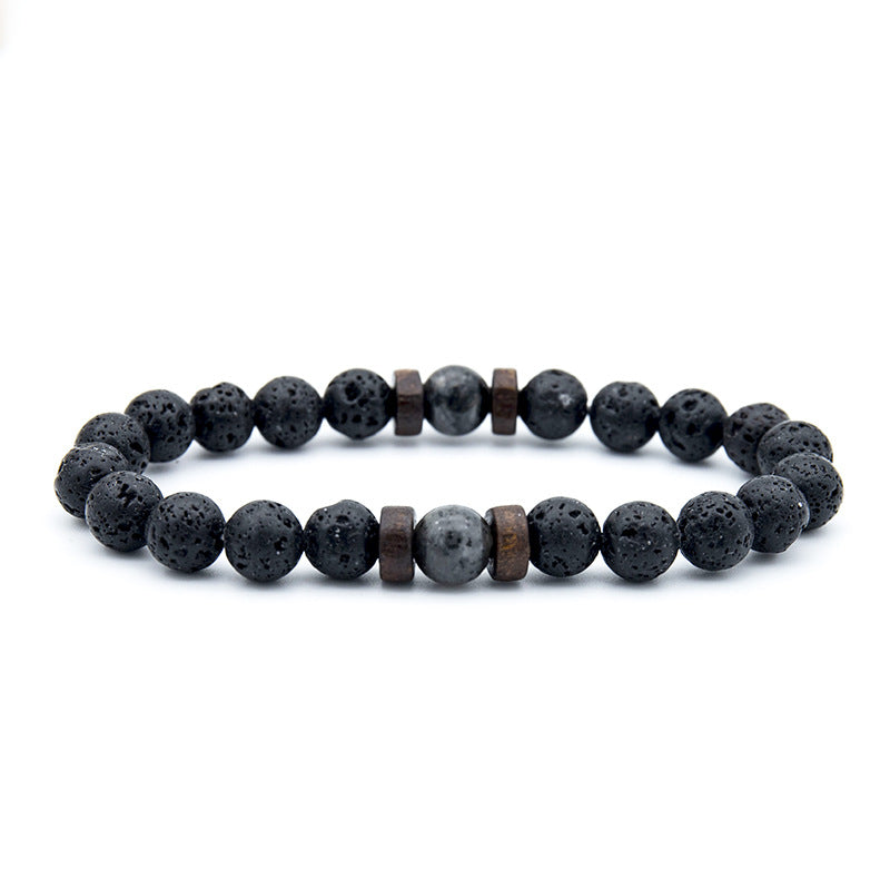 Men's Beaded Fashion Volcanic Rock Wooden Bead Bracelets