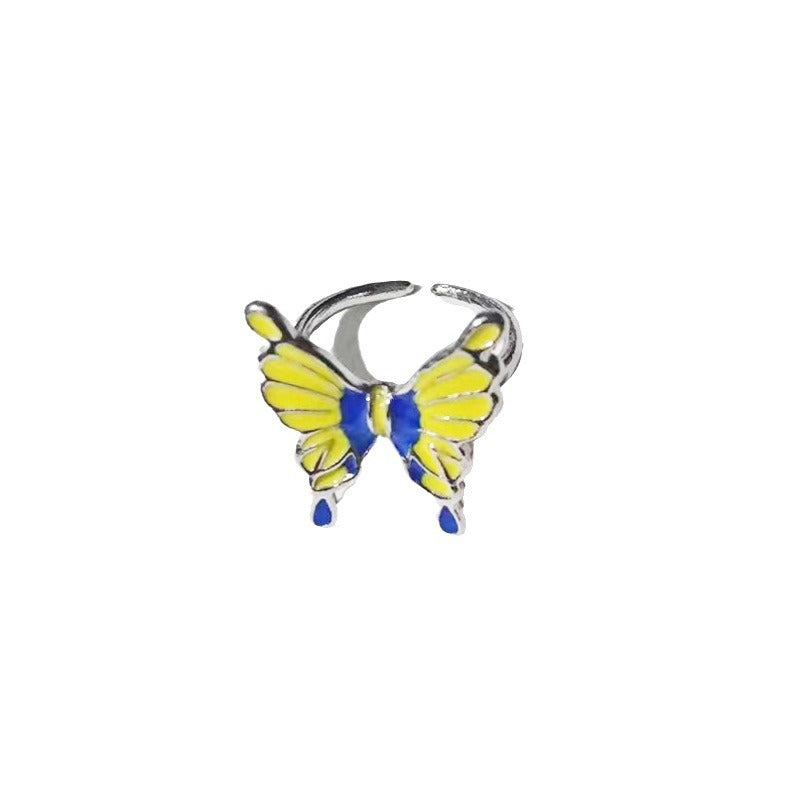 Women's Drip Glazed Three-dimensional Butterfly Opening High-grade Ring