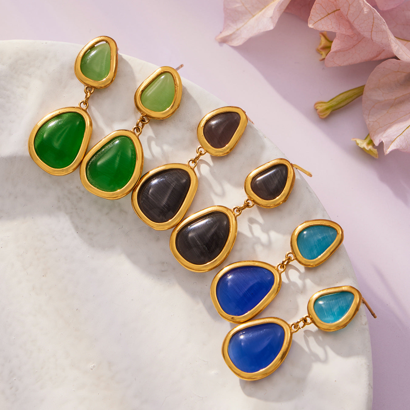 Li Affordable Luxury Style Cut Water Drop-shaped Opal Female Stainless Necklaces