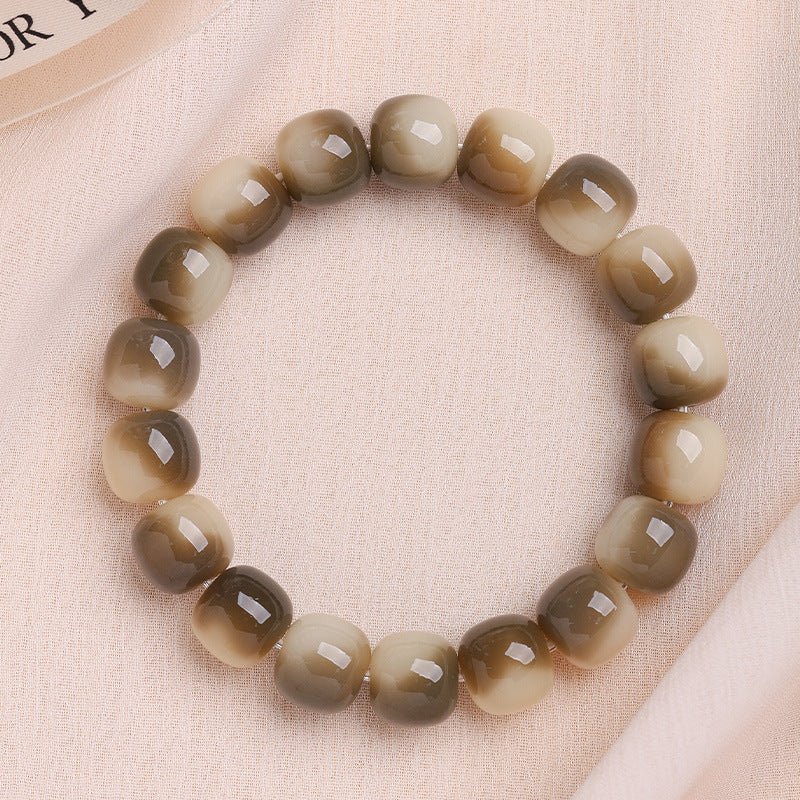 Men's Bodhi Pliable Temperament Skin Root Gradient Old Barrel Buddha Beads Bracelet