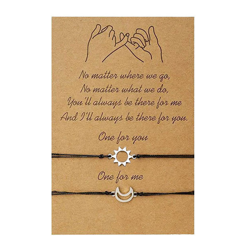 Alloy Moon Sun Woven Wrist String Couple Bracelet