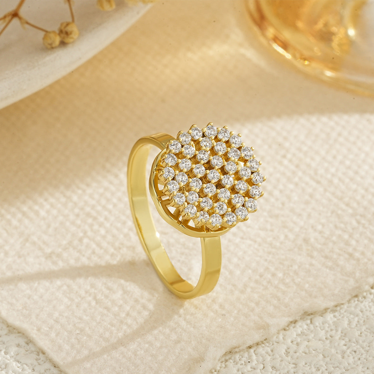 Women's Decompression Spinning Gold-plated Flash Niche High Sense Zircon Rings