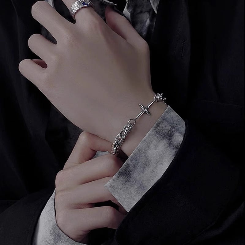 Women's & Men's Retro Titanium Steel Double Layer Asterism Design Bracelet