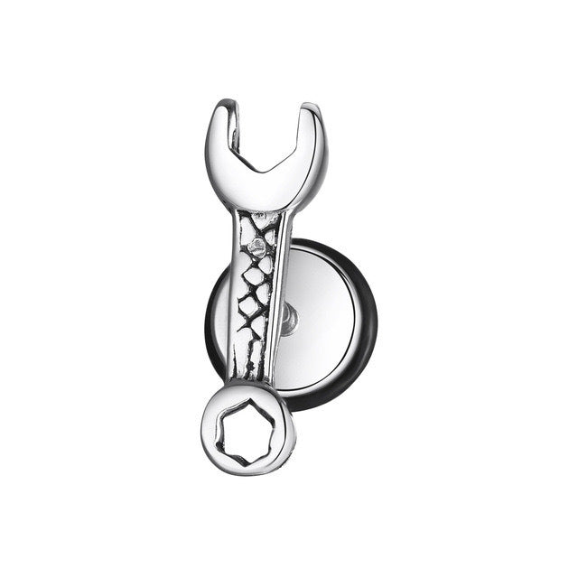 Men's Personality Female Rock Gothic Wrench Tool Design Titanium Steel Casting Earrings