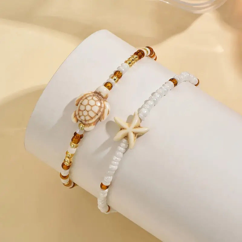 Beach Starfish Turtle Summer Vacation Style Anklets
