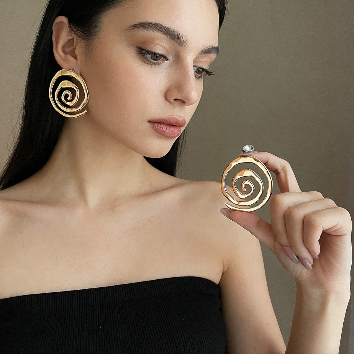 Ear Geometric Spiral Conch Symbol Design Sense Female Simplicity Earrings