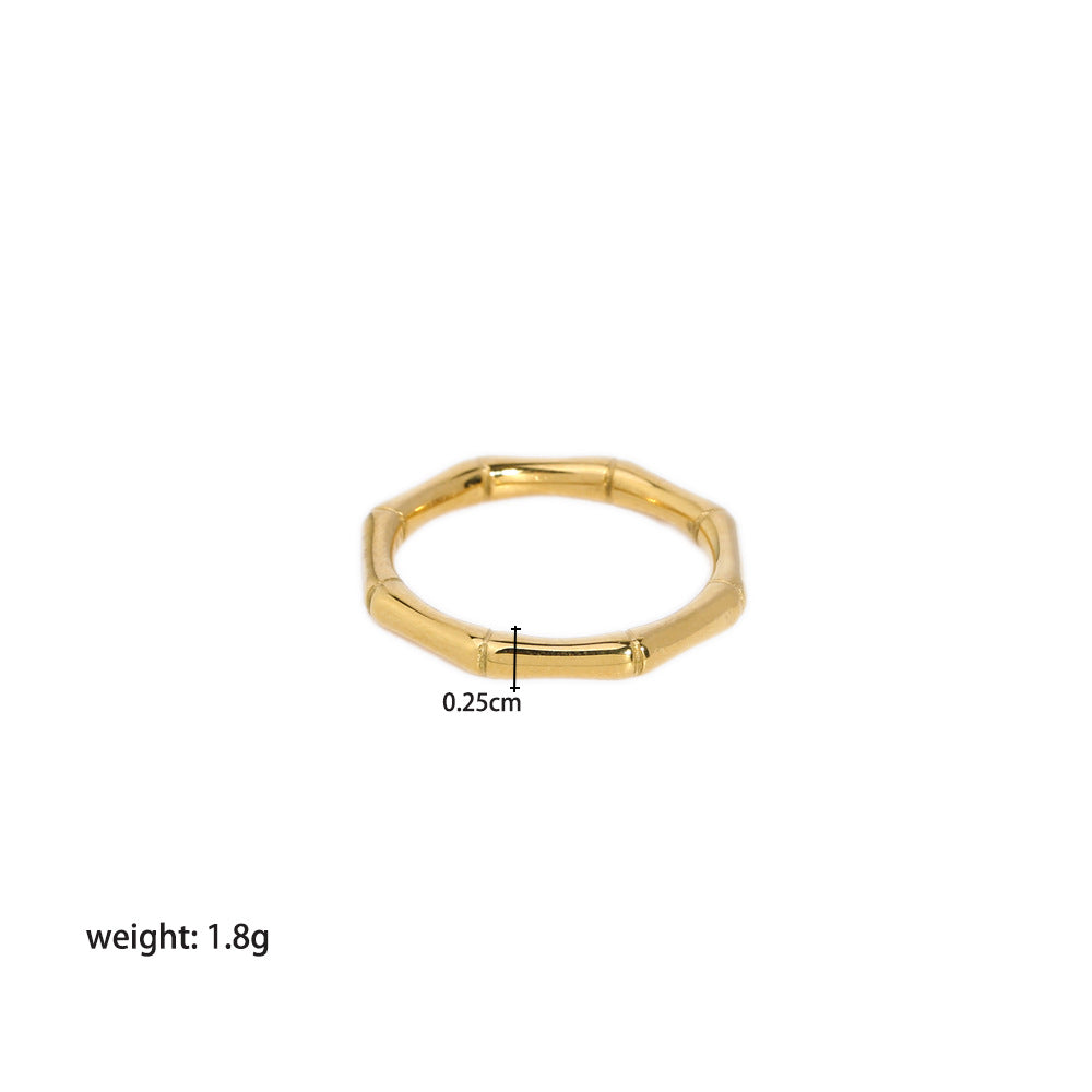 Simple Style Stainless Steel Gold-plated Bamboo Rings