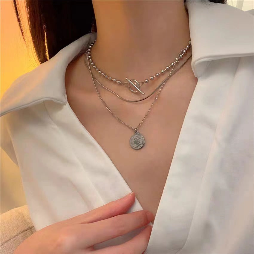 Three Dyson Elegant Portrait Clavicle Minimalist Necklaces