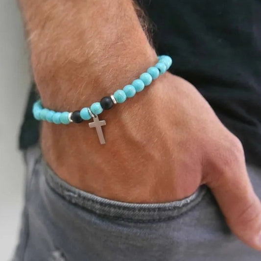 Bohemian Turquoise Beaded Ethnic Style Cross Bracelet