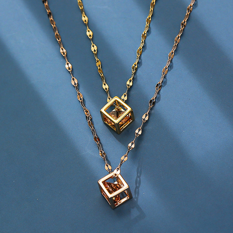 Zircon Rose Gold Cold Style Female Light Luxury Necklace